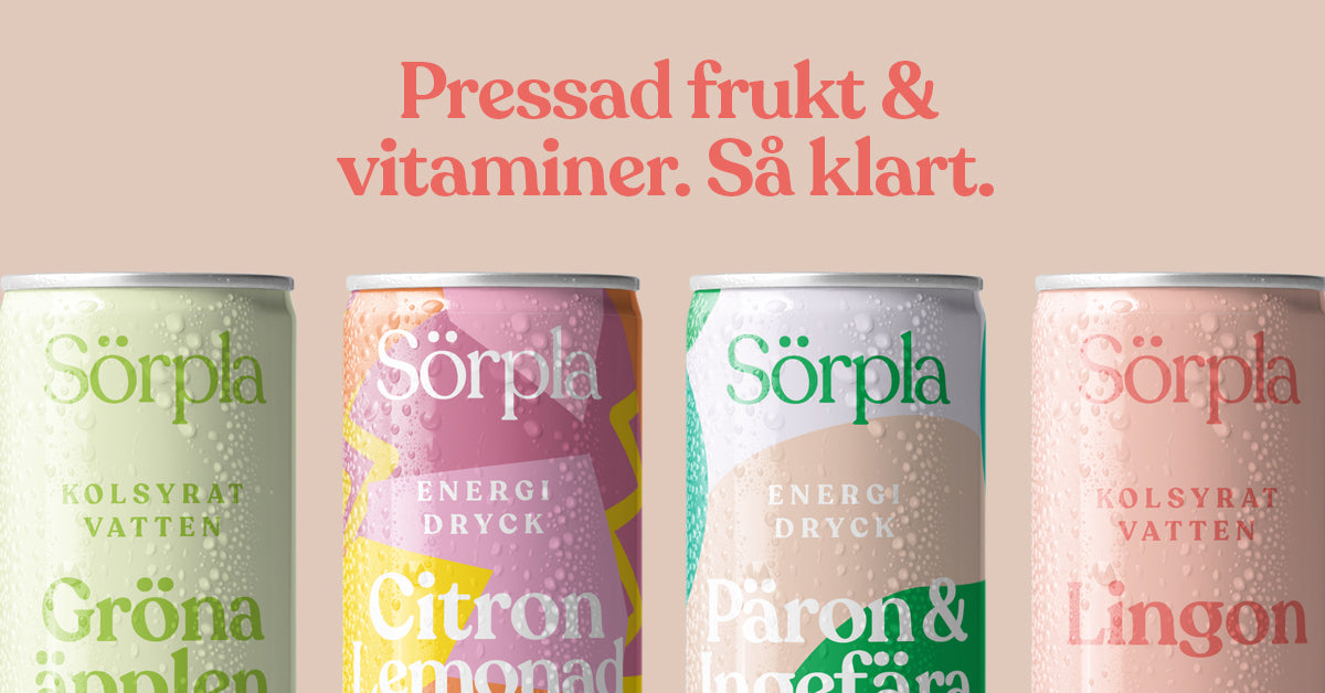 Sörpla kolsyrad funktionsdryck med pressad frukt och vitaminer. | Sörpla